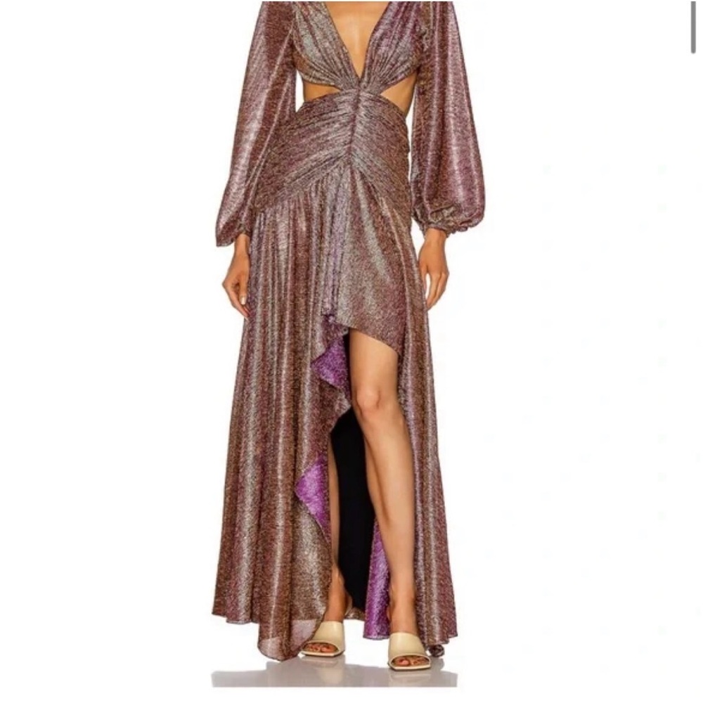 Patbo Metallic Long Sleeve Cutout Dress